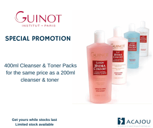 SPECIAL PROMOTION, Guinot cleanser, toner, packs, Acajou,